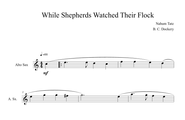 While Shepherds Watched Their Flock (Alto Sax Solo) (arr. B. C. Dockery)