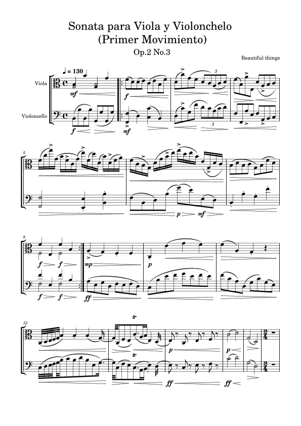 Sonata para Viola y Violonchelo(Primer Movimiento)-Beautiful things Op.2 No.3