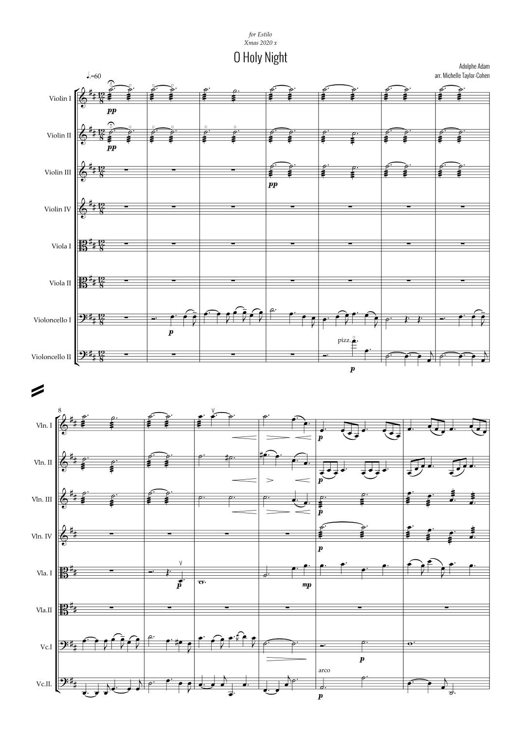 O Holy Night (string octet version) (arr. Michelle Taylor-Cohen)