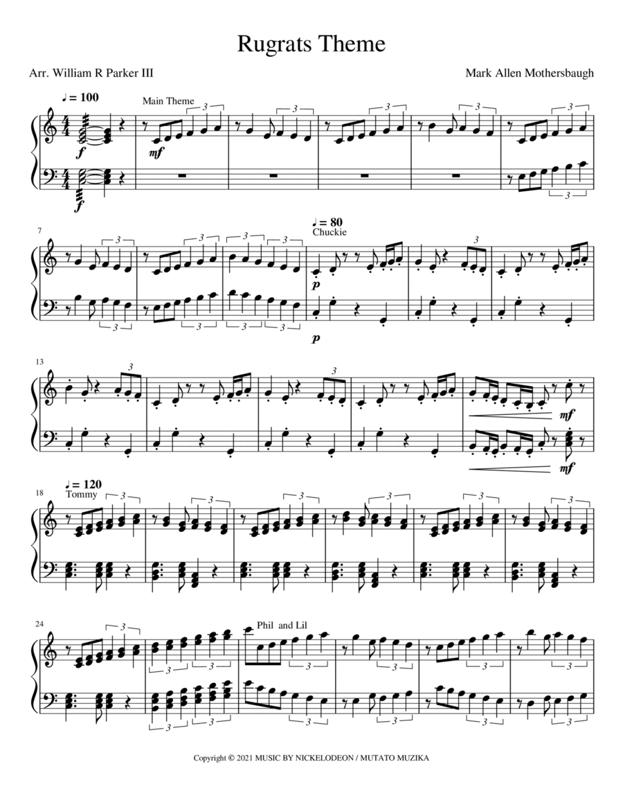 Rugrats Theme (arr. William R Parker III)