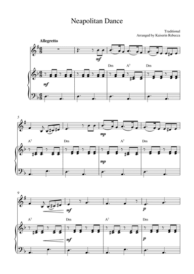 Neapolitan Dance (for clarinet in B flat solo and piano accompaniment) (arr. Kaiserin Rebecca)