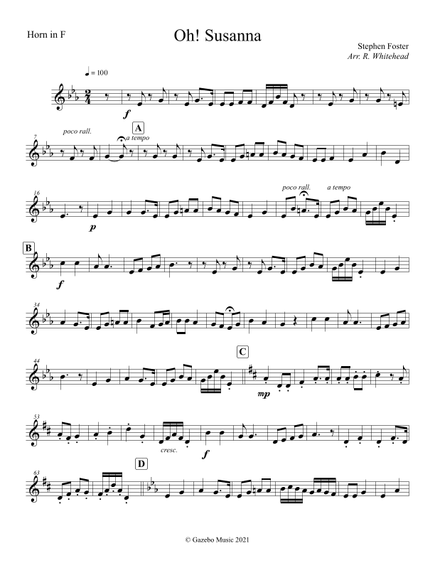 Oh! Susanna (arr. Robert Whitehead)