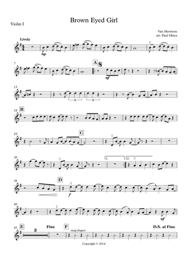 Brown Eyed Girl (arr. pop4strings.com)