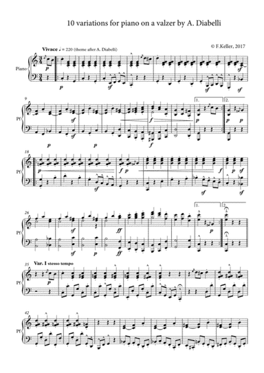 Variations for piano on a valzer by Diabelli