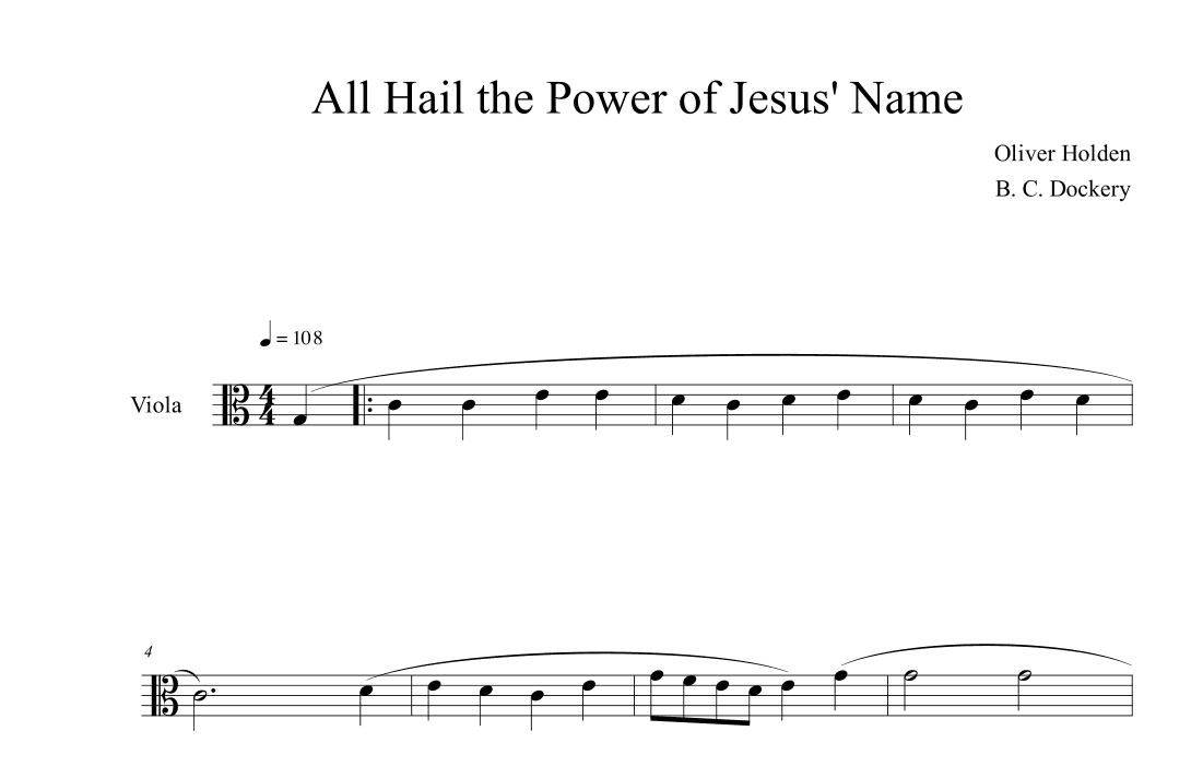 All Hail the Power of Jesus' Name (Viola Solo) (arr. B. C. Dockery)