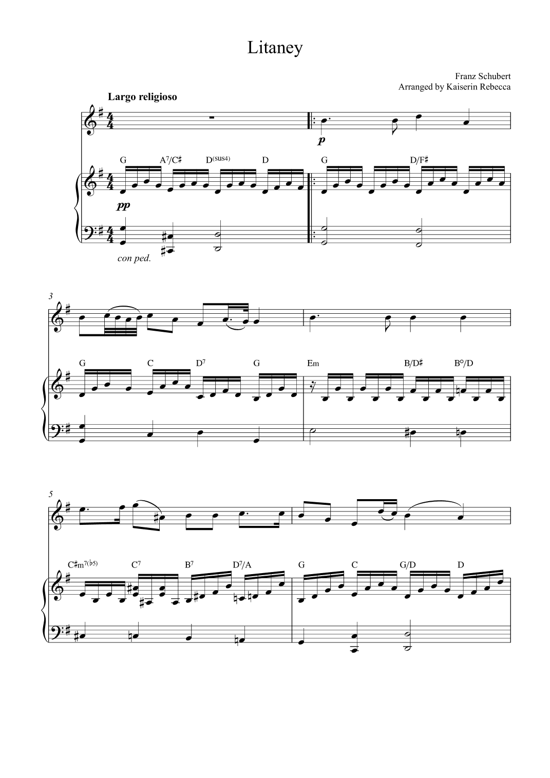 Litaney (Litanei Auf Das Fest Aller Seelen, D343) (arr. Kaiserin Rebecca)
