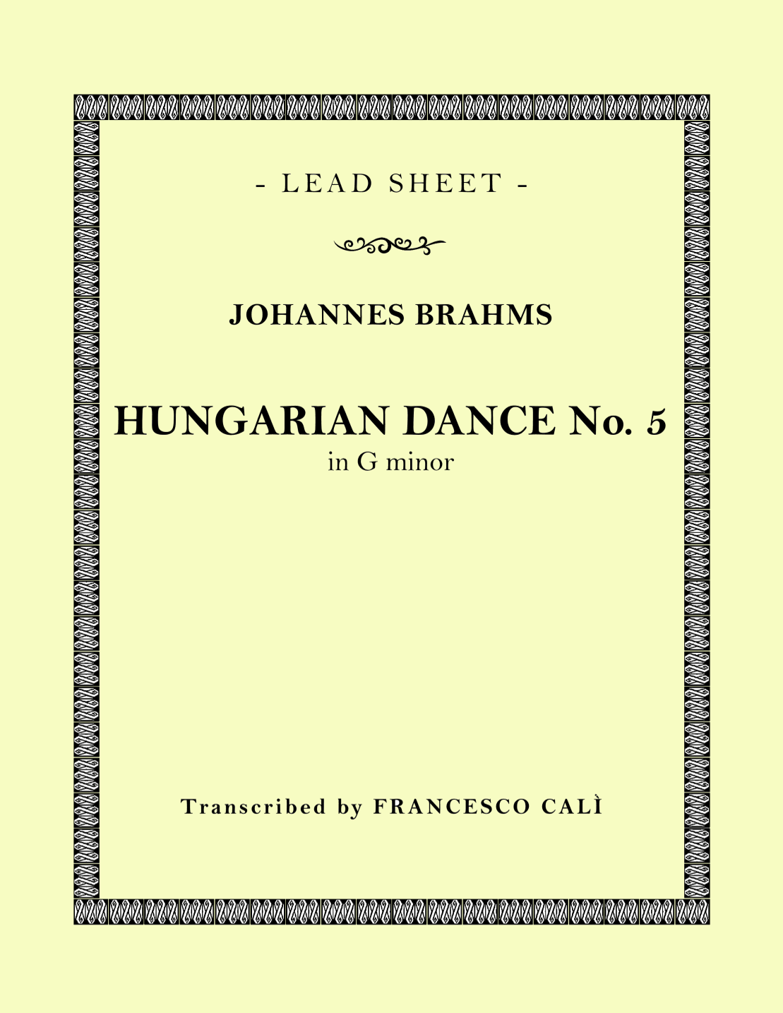 Hungarian Dance No. 5 (in Gm) (arr. Francesco Calì)