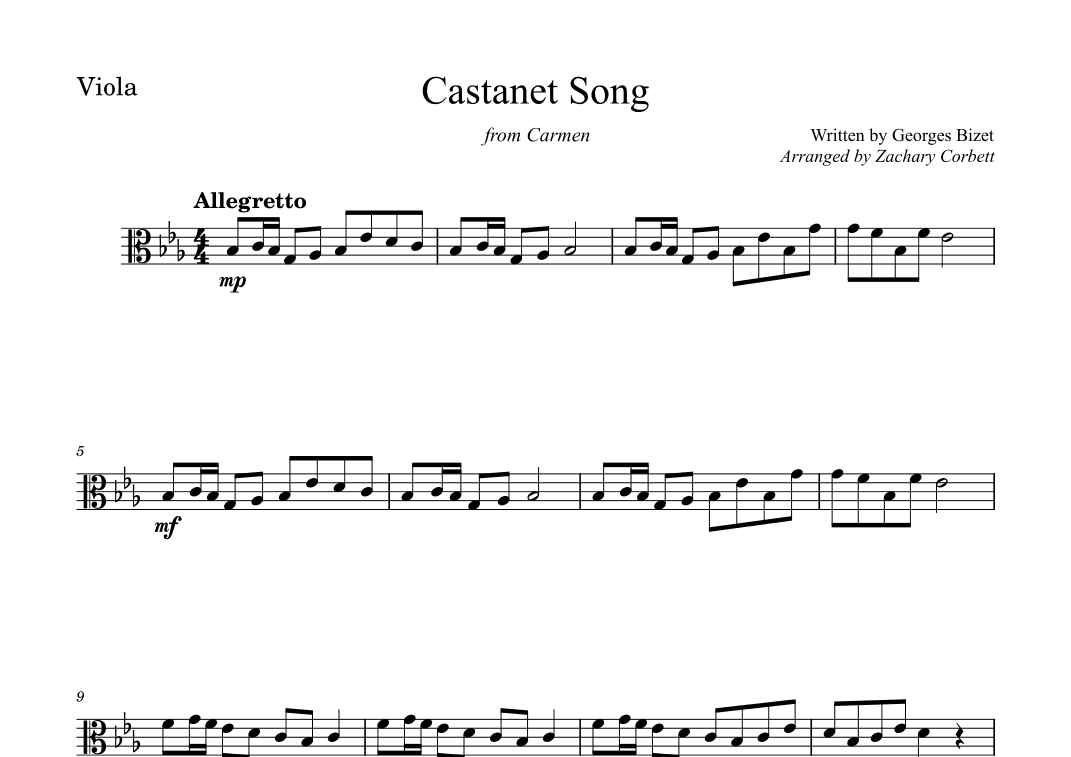 Castanet Song (arr. Zachary Corbett)