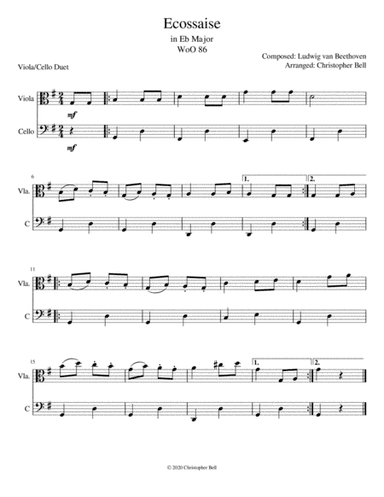 Ecossaise - Beethoven - Viola-Cello Duet (arr. Christopher Bell)