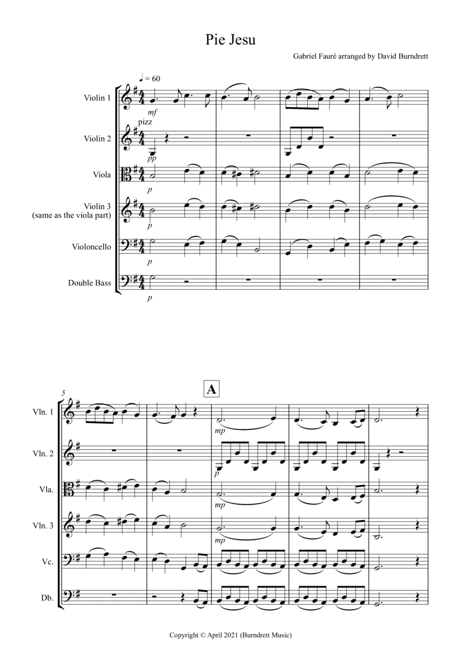 Pie Jesu (from Requiem) for String Orchestra (arr. David Burndrett)