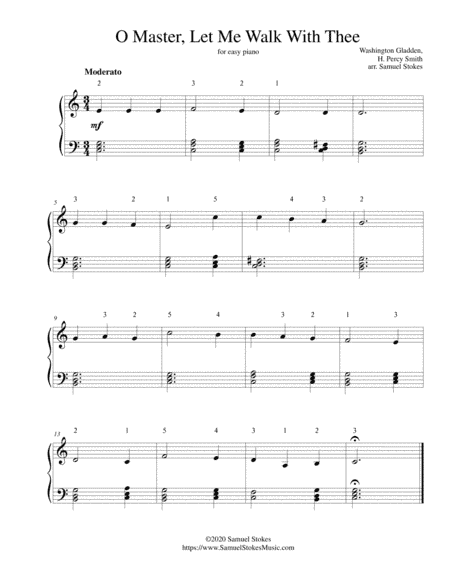 O Master, Let Me Walk With Thee (H. Percy Smith setting) - for easy piano (arr. Samuel Stokes)