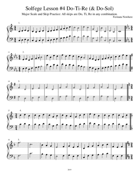 Do-Ti-Re & Do-Sol Sighting Singing Solfege Practice Worksheets