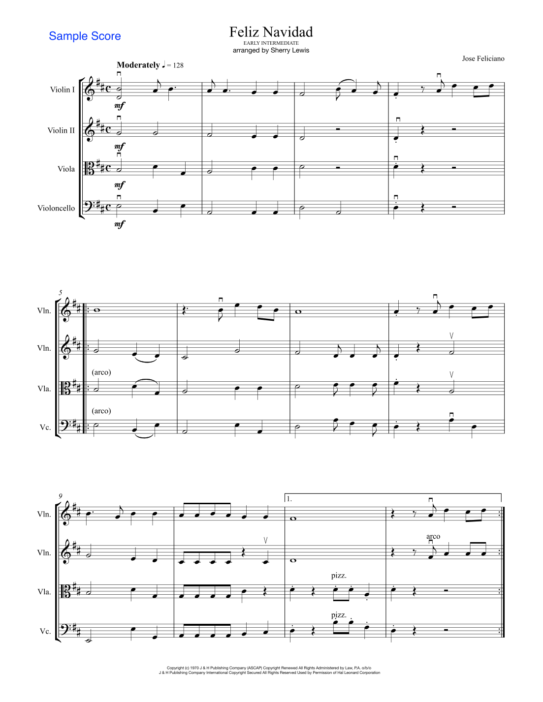 Feliz Navidad (arr. Sherry Lewis Publishing)