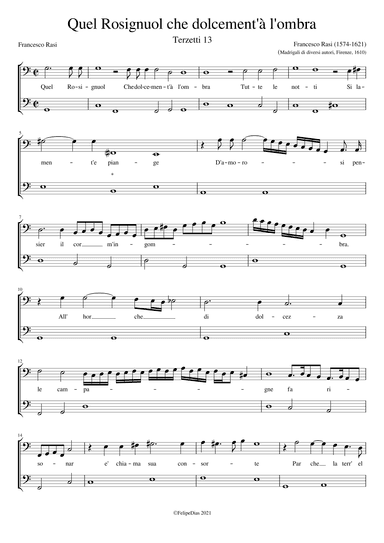 Quel rosignuol che dolcement'a l'ombra (arr. Early Music Scores)