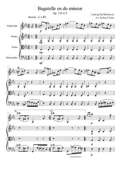 Bagatelle No.5, Op. 119 for String Ensemble (or String Quartet) (arr. Joshua S. Kim)