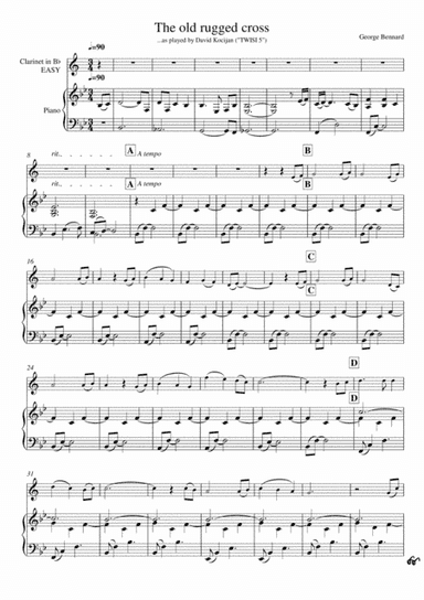 The old rugged cross (piano & clarinet) - EASY (arr. David Kocijan)
