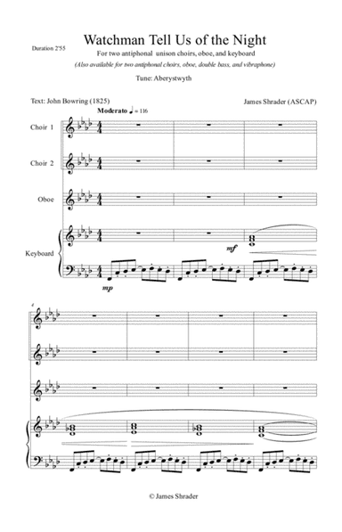 Watchman Tell Us of the Night (Aberystwyth) (arr. James Shrader)