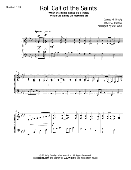 Roll Call of the Saints (with When the Saints Go Marching In) (arr. c.e. walz)