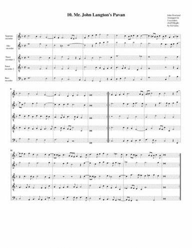 Mr. John Langton's Pavan (10, 1604) (arrangement for 5 recorders) (arr. Gil Garty)