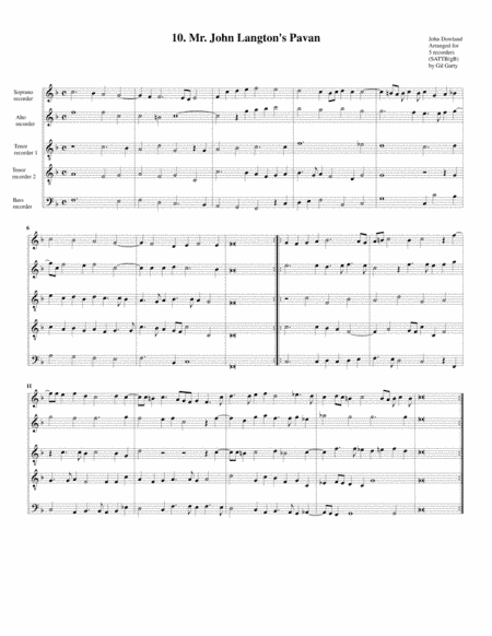 Mr. John Langton's Pavan (10, 1604) (arrangement for 5 recorders) (arr. Gil Garty)