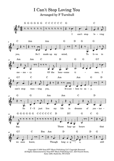 I Can't Stop Loving You (arr. F Turnbull)