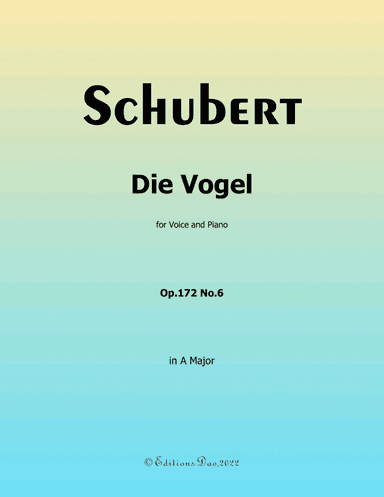 Die Vogel, by Schubert, in A Major (arr. Editions Dao)