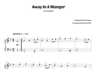 Away In A Manger (easy piano – B? major) (arr. Bernardo Pereira)