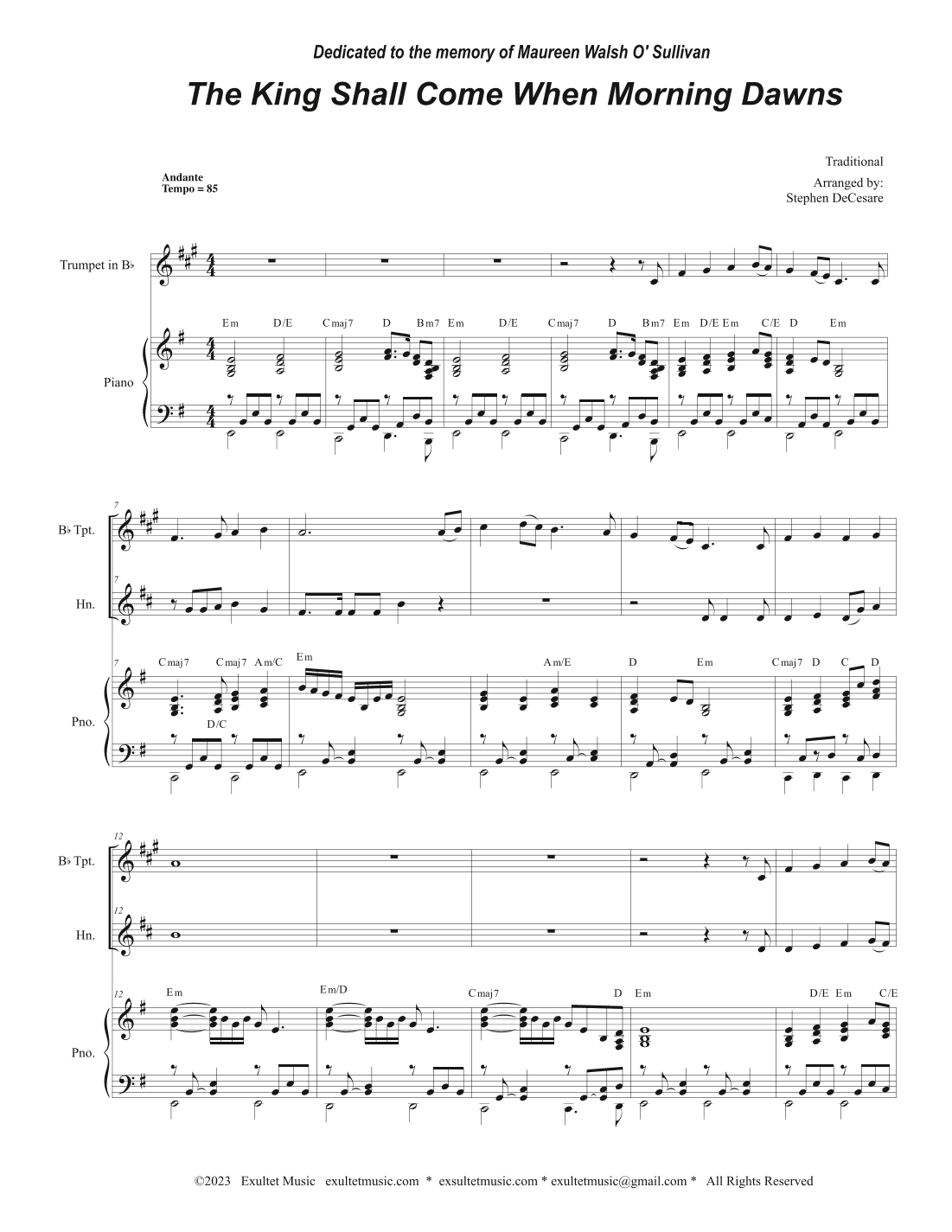 The King Shall Come When Morning Dawns (Duet for Bb-Trumpet and French Horn) (arr. Stephen DeCesare)