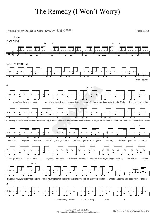 The Remedy (i Won't Worry) (arr. COPYDRUM)
