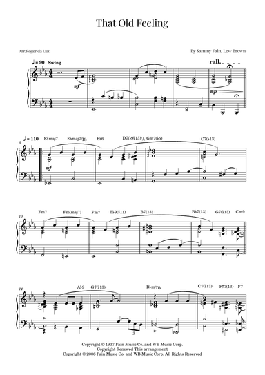 That Old Feeling (arr. Roger da Luz)