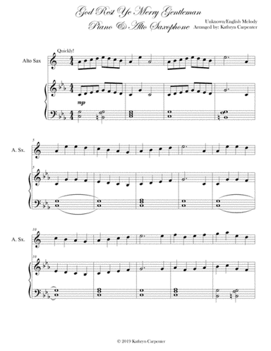 God Rest Ye, Merry Gentlemen (Piano and Alto Saxophone) (arr. Kathryn Carpenter)