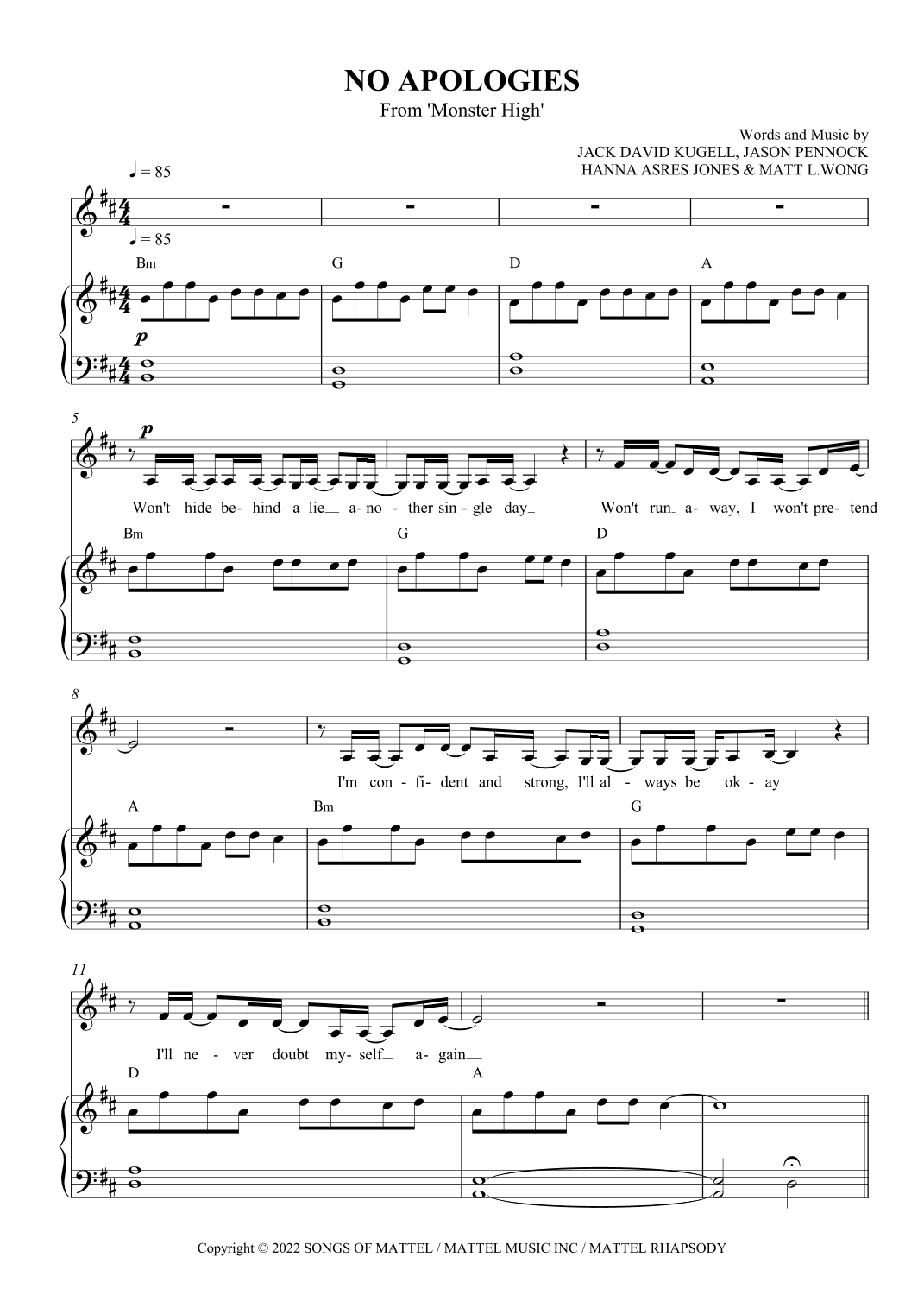 No Apologies (arr. SCMusic)