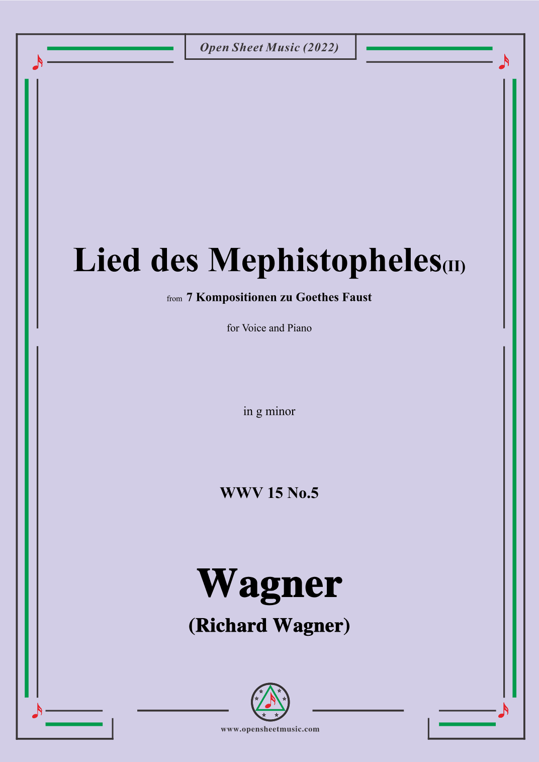 R. Wagner-Lied des Mephistopheles(II),in g minor,WWV 15 No.5 (arr. OSM Press)