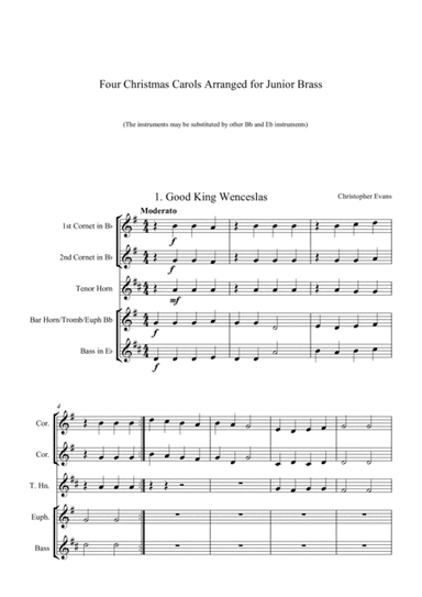 Four Christmas Carols for Junior Brass Ensemble - Full Score (arr. Christopher Evans)