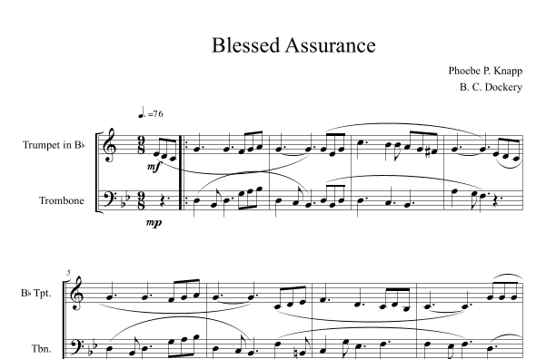 Blessed Assurance (Trumpet and Trombone Duet) (arr. B. C. Dockery)