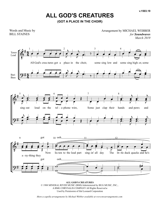 A Place In The Choir (arr. Michael Webber)