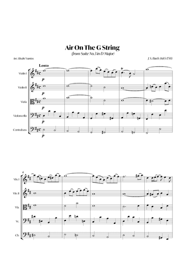 Air On The G String (from Suite No.3 in D Major) (Bach) - String quintet (arr. André Alberto Santos)