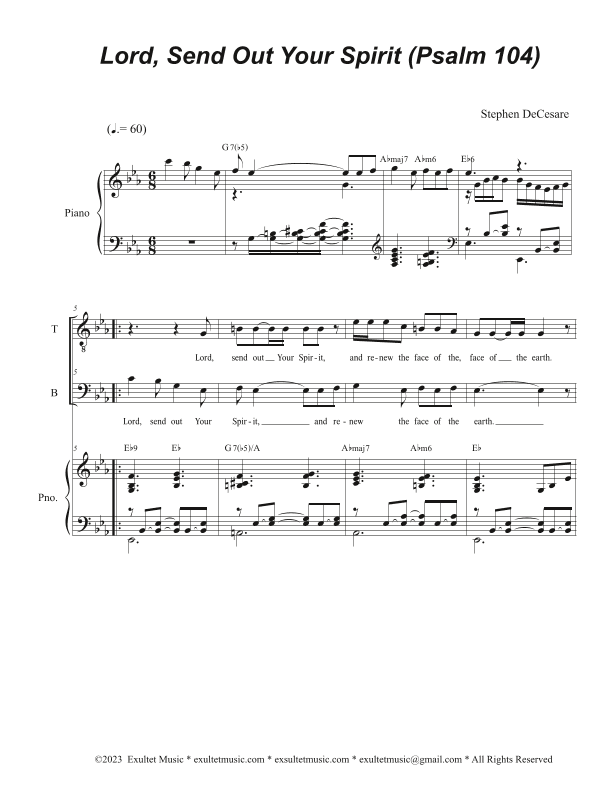 Lord, Send Out Your Spirit (Psalm 104) (Duet for Tenor and Bass solo)