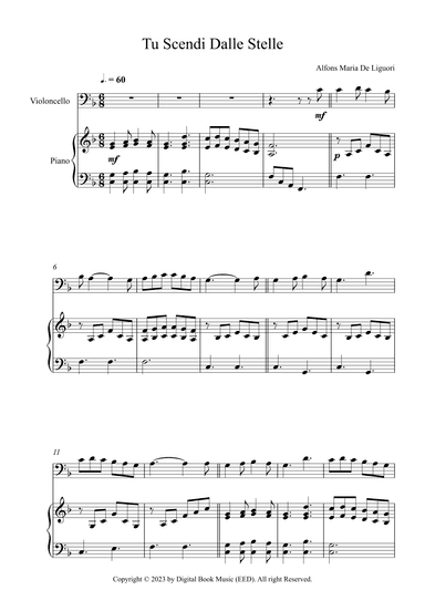 Tu Scendi Dalle Stelle - Alfons Maria De Liguori (Cello + Piano) (arr. Digital Book Music)