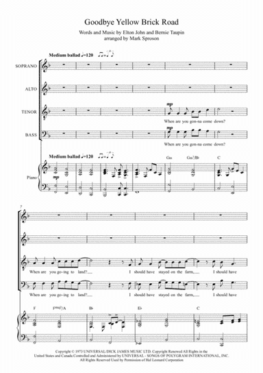 Goodbye Yellow Brick Road (arr. Mark Sproson)