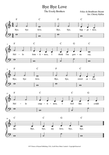 Bye Bye Love (arr. Christy Kalfas)