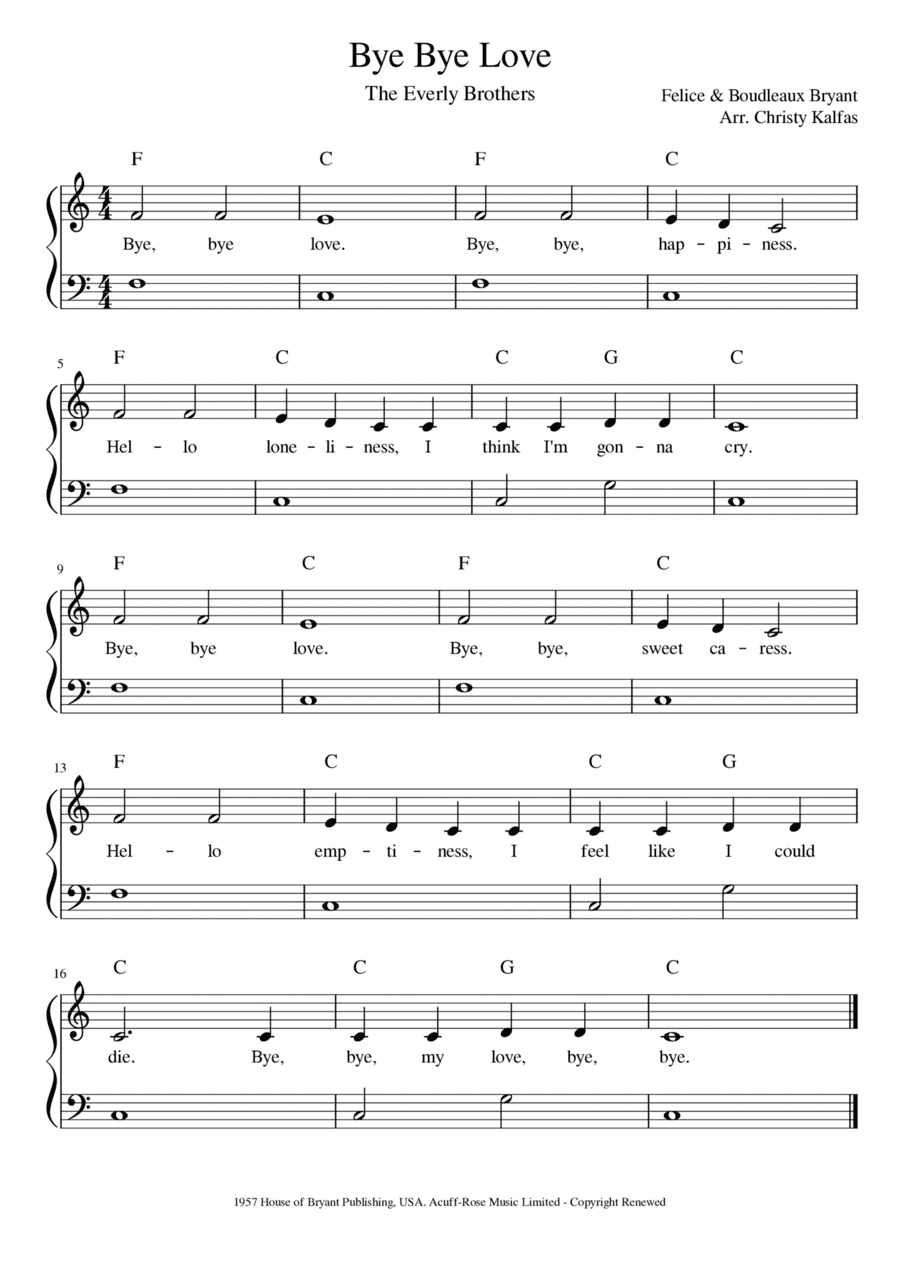 Bye Bye Love (arr. Christy Kalfas)