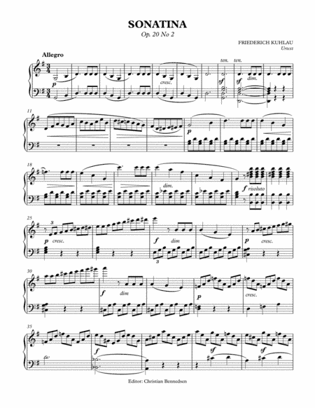 Kuhlau - Sonatina Op. 20 No 2 (arr. Christian Bennedsen)