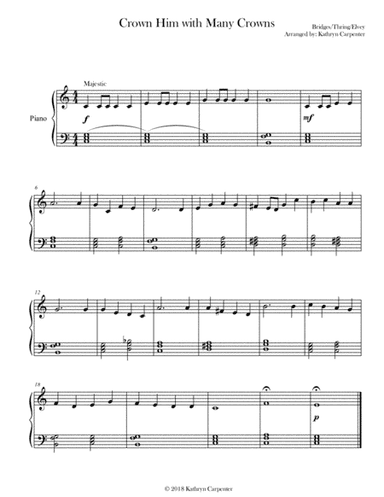 Crown Him with Many Crowns (Easy Piano) (arr. Kathryn Carpenter)
