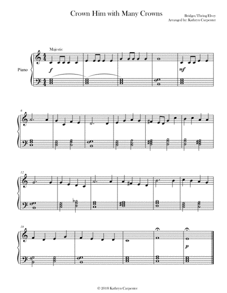 Crown Him with Many Crowns (Easy Piano) (arr. Kathryn Carpenter)