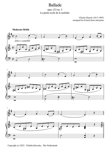 Ballade, opus 123 no. 5 (arr. T.C. Kierszka)