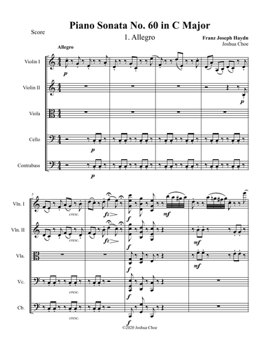 Piano Sonata in C major, Hob.XVI:50, Movement 1 (arr. Joshua Choe)