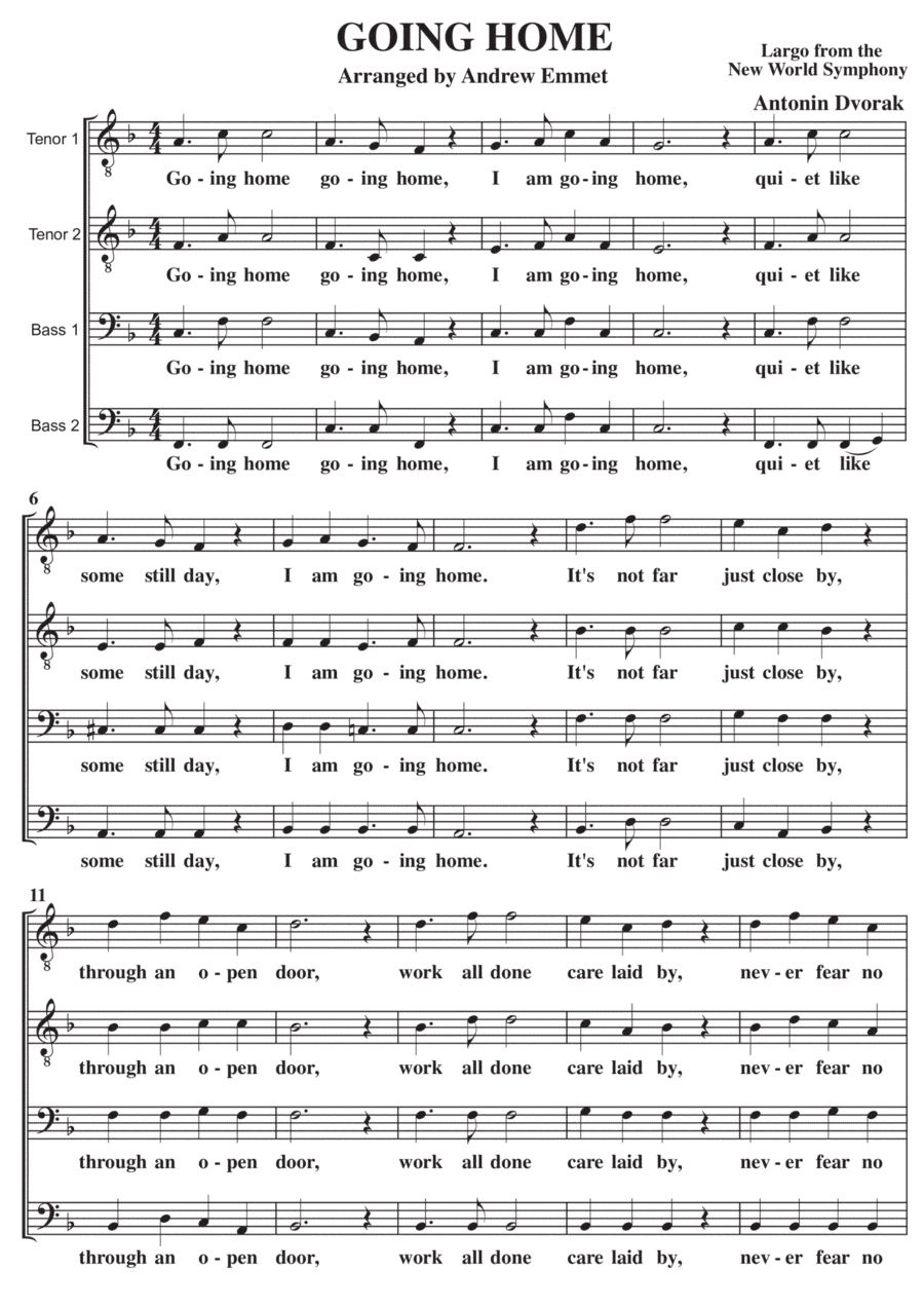 Going Home A Cappella TTBB (arr. Andrew Emmet)