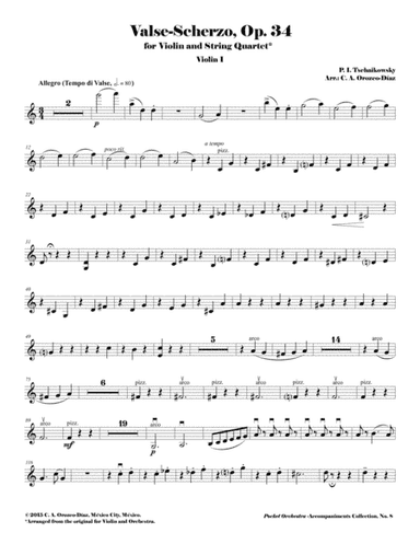 Tchaikowsky - Valse-Scherzo, Op. 34 for Violin and String Quartet (Reduction of the Original Accompa (arr. C. A. Orozco-Diaz)