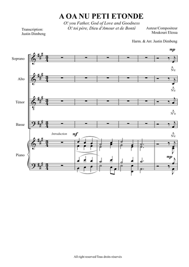 A oa nu peti etonde (arr. Justin Dimbeng)